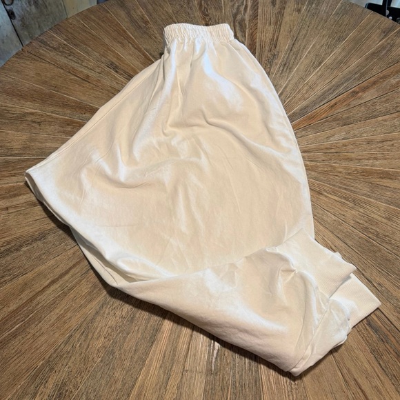 NWOT medium 100% linen harem pants cream off white ivory womens mens joggers - Picture 4 of 4